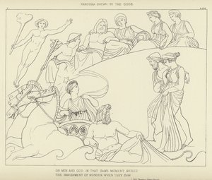 Pandora getoond aan de goden door John Flaxman